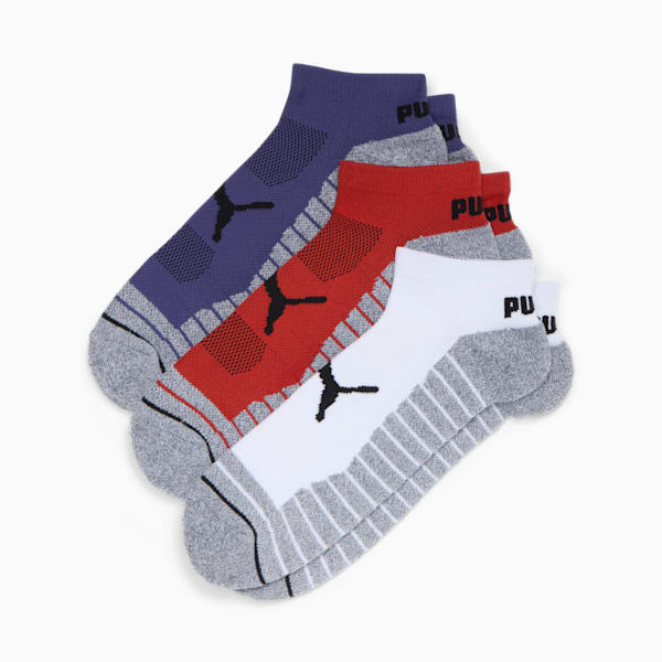 Chaussettes basses moitié tissu éponge sélectionnées, homme (paquet de 3), BLUE / RED / WHITE, extralarge